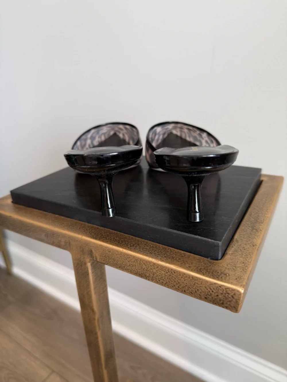 Reformation Wilda Kitten Heel Mules in a leopard print mesh fabric NWT - Picture 11 of 14